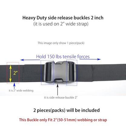 Quick Side Release Buckle, Heavy Duty Plastic Snap Buckle Clip Clasp Fasteners for Backpack Strap - style: 2 Inch - 2 Pieces