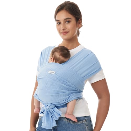 Momcozy Baby Wrap Carrier, Easy-On 2-Piece Design, Air Mesh Cooling - color: Air Mesh-Light Blue