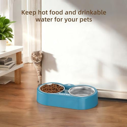 Heated Water Bowl for Dog & Cat, Outdoor Heated Dog Bowl Provides Drinkable Water & Food in Winter, Heated Pet Bowl for Outside, Smart Thermal-Dish for Rabbit, Chicken, Duck, Squirrel (110 OZ) - size: 110 OZ