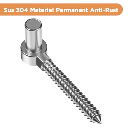 4 Pcs Stainless Steel Gate Hinges for Farm Wooden Fences, 4-1/2'' One Piece Molding M16 Screw Eye Hook Hinge Bolts with Hole Dia 5/8 Adjustable Gate Sag (4.33 x 1.97 Inches)