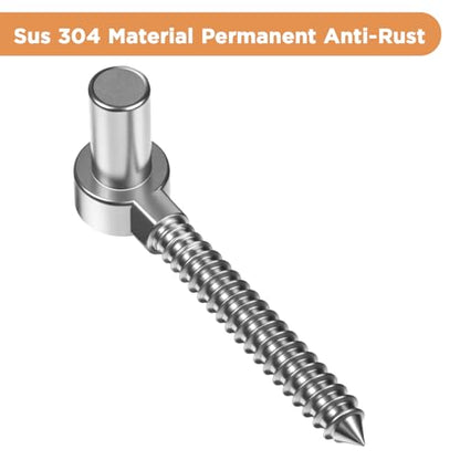 4 Pcs Stainless Steel Gate Hinges for Farm Wooden Fences, 4-1/2'' One Piece Molding M16 Screw Eye Hook Hinge Bolts with Hole Dia 5/8 Adjustable Gate Sag (4.33 x 1.97 Inches)