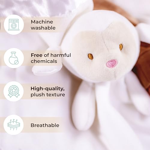 Lamb Lovey, Baptism Gifts for Girl & Boys - Loveys for Babies, Soft Embroidered Baby Blanket with Cross, Baptism Blanket for Newborns & Toddlers, Oeko-TEX Certified,14 inch