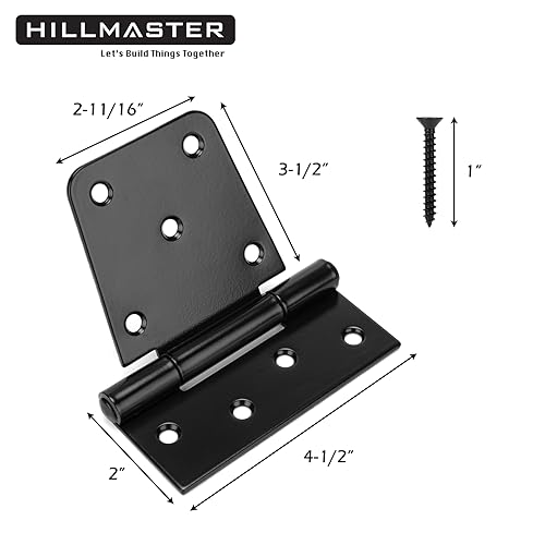 HILLMASTER 3.5 Inch Heavy Duty Gate Hinges Fence Door Hinges Durable Black Gate Strap Hinge for Indoor Outdoor, Gate Hardware Kit for Shed,Wooden Fences,Vinyl Fence Gate,Barn Door,Garage,2 Pack - size: 2 Pack
