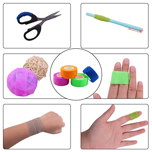 BQTQ 120 Rolls Elastic Adhesive Tape 1 Inch Self Adherent Stretch Bandages - color: Rich Color, size: 1 Inch