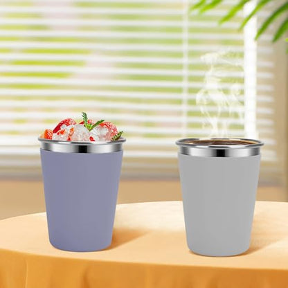 Stainless Steel Kids Cups with Lids, 12oz Spill Proof Cups, 2 Pack - color: Dark Gray, Gray