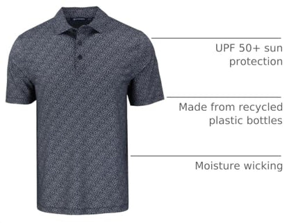 Cutter & Buck Pike Eco Pebble Print Stretch Recycled Mens Polo - color: Black/White, size: Medium