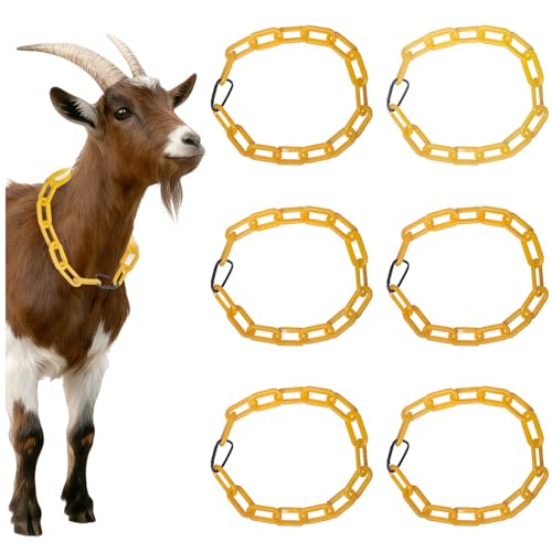 10FT Breakaway Livestock Goat Collars - Can be Cut into 6 Individual Adjustable Anti-Choke Collars, Plastic Safety Chain with Quick Release Links for Goats, Sheep, Alpacas (Yellow)
