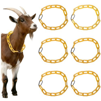 10FT Breakaway Livestock Goat Collars - Can be Cut into 6 Individual Adjustable Anti-Choke Collars, Plastic Safety Chain with Quick Release Links for Goats, Sheep, Alpacas (Yellow)