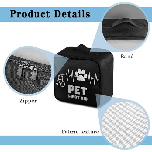 Pet First Aid Bag Empty Travel Rescue Pouch Medical Bags First Responder Storage Compact Medicine Bag for Car Home Office Kitchen Outdoor - color: Pet