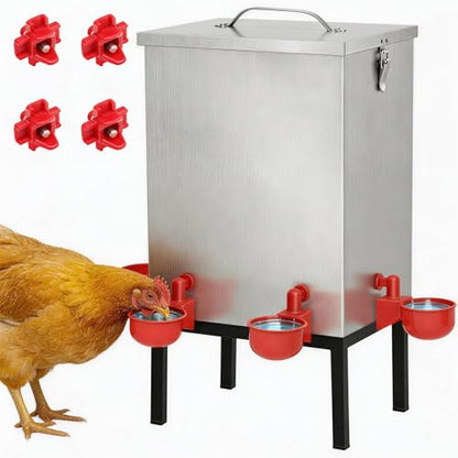3 Gallon Chicken Waterer with Cups & Nipples, Stainless Steel