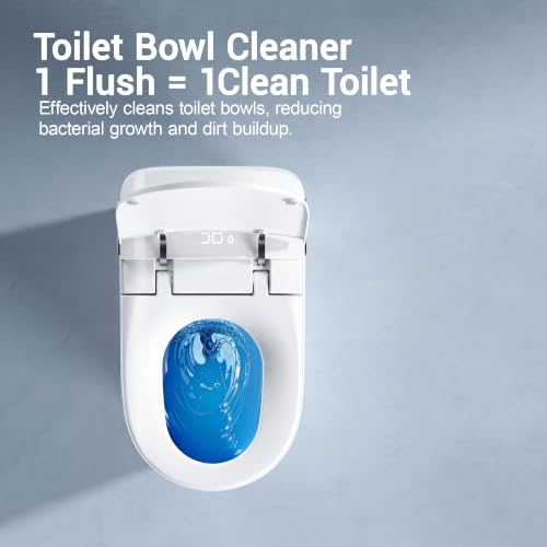 Smart Bidet Toilet w/Tank Heated Seat Cleaner Tablets Auto Flush/Lid&Seat | Foot Sensor UV-C light Electric Modern One Piece Toilet with Dryer LED Display Siphon Flush 1.28 GPF MAP 1000g - color: Bone White