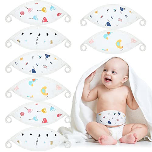 8 Pcs Newborn Infant Belly Wrap Comfort Cotton Umbilical Cord Cover Band Cartoon Soft Baby Belly Band Newborn Navel Belt for Protection Abdomen Baby Boy Girl Gifts 0-12 Months, 4 Styles (Cute) - color: Cute