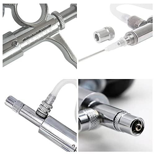 5ML Livestock Syringe Injection,Adjustable Continuous Injection Gun Semi-Automatic Syringe with 10 Needles for Horses, Cattle, Pigs, Sheep - size: 5ML