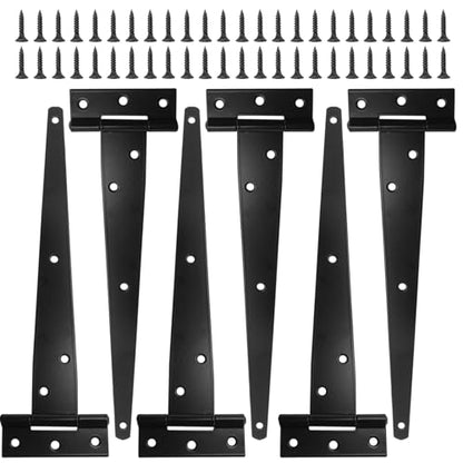 Murtenze Heavy Duty T-Strap Hinge, Black, 10 Inch, 6 pcs - color: Black, size: 10 Inch - 6Pack