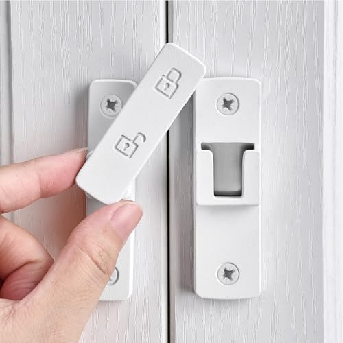 Matte White 180 Degree Zinc Alloy Barn Door Latch, Flip Gate Lock - color: Matte White_180 Degree
