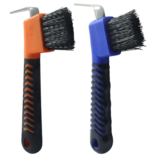 Horse Hoof Pick Brush, Orange+Blue - color: Orange+Blue