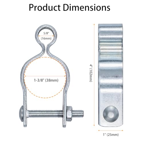 2-Pack T-Post Gate Hinge Kit, Heavy Duty 1-3/8" U-Bolt Clamps, Chain Link Fence Gate Hinge for Metal Posts & Chain Link Gates – Farm & Backyard Use