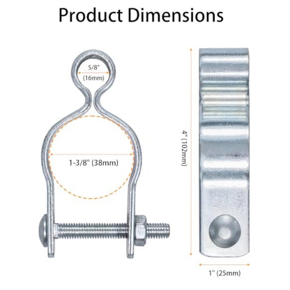 2-Pack T-Post Gate Hinge Kit, Heavy Duty 1-3/8" U-Bolt Clamps, Chain Link Fence Gate Hinge for Metal Posts & Chain Link Gates – Farm & Backyard Use