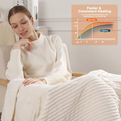 Electric Blanket Twin Size Heated Blanket Twin for Adult Machine Washable - color: White, size: Twin(62"x84")