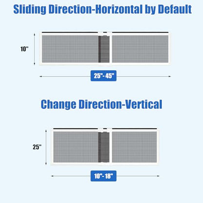 4 Pack Expandable Window Screen, 2 Way Sliding Adjustable Window Screen, Horizontal (10" H x 25" - 45" W), Horizontal and Vertical Adjustable, Durable Replacement Screen for Window, Window Screen Mesh - size: 10"H x 25"-45"W