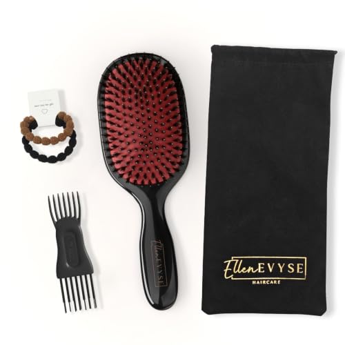 Boar Bristle Hair Brush, Soft Boar Bristles for Detangling, Enhancing Shine