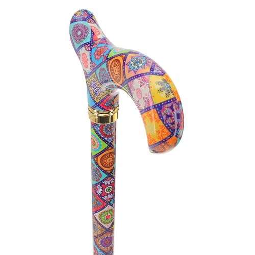 Royal RC Canes Walking Sticks for Men and Women - Stylish Designer Fashionable Adjustable Derby Canes - Lightweight Aluminum Cool Walking Sticks with HD Patterns - color: Colorful Collage