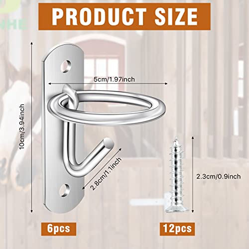 6 Pack Bucket Hooks, Heavy Duty Iron Equestrian Bucket Hook Hangers, Multi-Functional Horse Water Buckets Hook for Hanging Horses Supplies, Feeding Horses, Tying Horse
