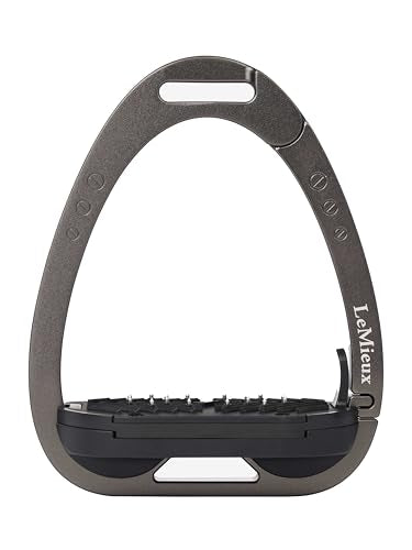 LeMieux Vector Control Stirrup - New Generation - Spring Loaded Hinged Arm - Cross Track Grip Surface - color: Carbon