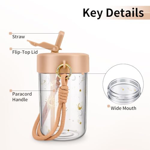 TOPBADE 16oz Tritan Kids Water Bottles - Kids Water Bottle with Straw for School, Sports, Daycare - Leakproof Boys Water Bottle Dishwasher Safe, BPA Free - color: Twinkle Sky
