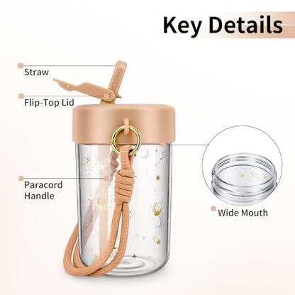 TOPBADE 16oz Tritan Kids Water Bottles - Kids Water Bottle with Straw for School, Sports, Daycare - Leakproof Boys Water Bottle Dishwasher Safe, BPA Free - color: Twinkle Sky