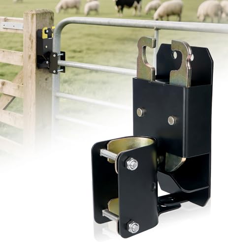 2 Way Farm Gate Latch, Heavy-Duty Fence Gate Latch with Self-Locking Nut, Black Livestock Gate Latch Compatible with Horse Corrals, Farms, Pastures, Stables, Ranches - size: 1PC