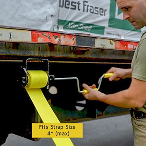 DC Cargo Mall Winch Strap Winder Easy Speedy Hand Roller for Winding Up Winch Straps, 18" Roll Up Bar for Flatbed Trailer Winches. - size: 1-pack, style: Winch Strap Winder