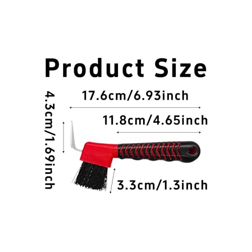 Red Horse Hoof Pick Brush, Soft Grip Handle with Stiff Bristles for Effective Hoof Cleaning Portable Grooming Tool - color: Red