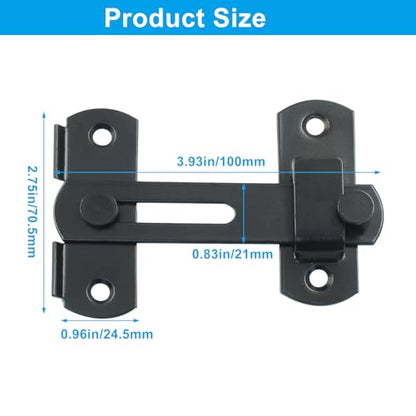 Waziaqoc Barn Door Latches, 3.93 x 2.75 Inch, Black, 2 PCS - size: 3.93 x 2.75 Inch