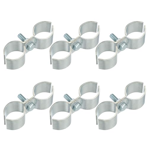 HARFINGTON 6pcs Chain Link Fence Panel Clamps 1" Galvanized Dog Kennel Clamps Fence Connector Temporary Dog Cage Hardware Parts with Bolts and Nuts for Round Pipe Panel Frame Cage - size: 1"