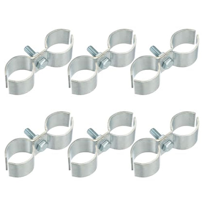 HARFINGTON 6pcs Chain Link Fence Panel Clamps 1" Galvanized Dog Kennel Clamps Fence Connector Temporary Dog Cage Hardware Parts with Bolts and Nuts for Round Pipe Panel Frame Cage - size: 1"