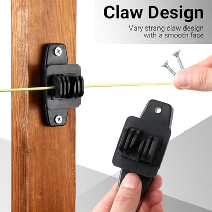 Pushglossy 50 Pcs Electric Wire Fence Insulators Wood Fence Post, Black - color: Black