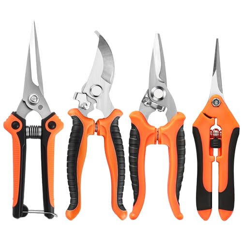 EWPJDK 4 Pack Garden Pruning Shears Scissors Clippers Stainless Steel - color: Orange