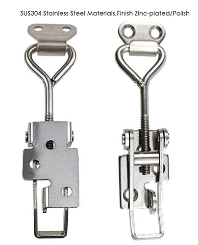 Adjustable Latch Buckle Cabinet Boxes Lever Handle Toggle Catch Latch Lock,Silver,Adjustable Range 126-148mm,2 Pcs - size: 3S,Range:126-148mm