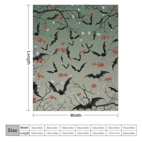 Bat Flowers Fleece Throw Blanket for Couch Adults Teens 40" X 50" - color: Bat Flowers, size: 40x50 inch