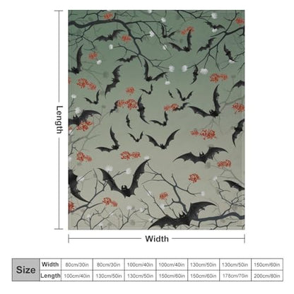 Bat Flowers Fleece Throw Blanket for Couch Adults Teens 40" X 50" - color: Bat Flowers, size: 40x50 inch