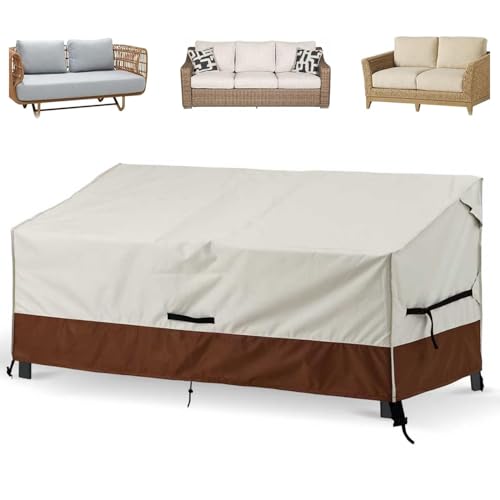 Patio Loveseat Cover Waterproof 420D Bench Cover, 104"x40"x35", Brown - color: Brown-1pc, size: 104L x 40W x 35H inch