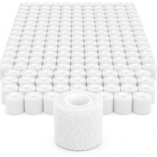 120 Pack White Vet Wrap Cohesive Bandage, 2 Inch x 5 Yards Self Adhesive Elastic Wrap Bulk, Breathable Bandage Tape for Dogs, Pets, Horses, Sports, Wrist, Ankle & First Aid