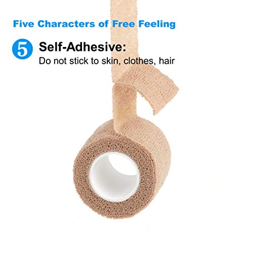 self Adhesive Bandage wrap,Cohesive Bandage,Medical Tape,Vet Wrap, Athletic Elastic Stretch Band, self Adhesive, Flexible, Breathable & idea for Sport Injury & Wound/Finger/Wrist (Pets Too) 2“x15ft