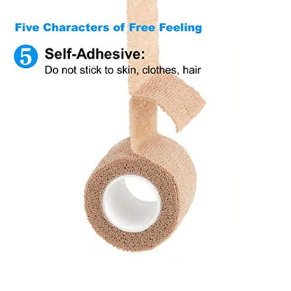 self Adhesive Bandage wrap,Cohesive Bandage,Medical Tape,Vet Wrap, Athletic Elastic Stretch Band, self Adhesive, Flexible, Breathable & idea for Sport Injury & Wound/Finger/Wrist (Pets Too) 2“x15ft