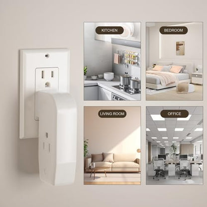 2 Pack 3 Way Outlet Vertical Wall Tap Splitter Adapter with 3 Prong Plug. - color: white/2PK
