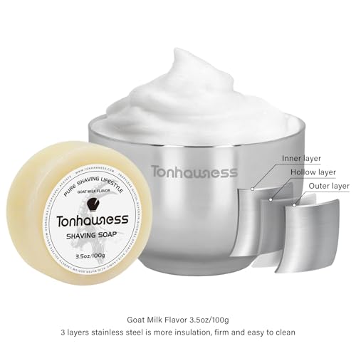 Shaving Brush Kit for Men, 4 in 1 Shaving Brush Set Includes Nylon Shaving Brush, Shaving Soap and Stainless Steel Shaving Bowl & Stand for Men’s Wet Shave Gift - color: Wood-B