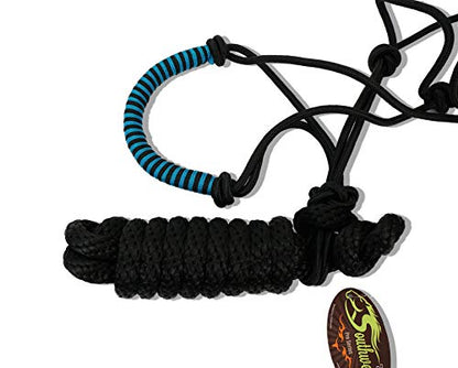 Southwestern Rope Halter and Lead with Designer Braided Nose Band Equine - color: Black & Turquoise