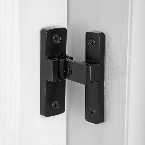 Black 90 Degree Barn Door Lock ，Right Angle Door Lock Latch - color: Black_90 Degree