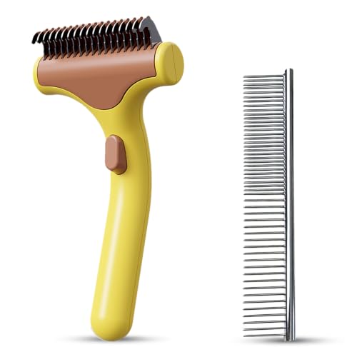 Undercoat Rake for Dogs & Cats, yellow - color: yellow